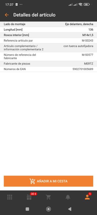 2 Rotulas direccion Opel zafira