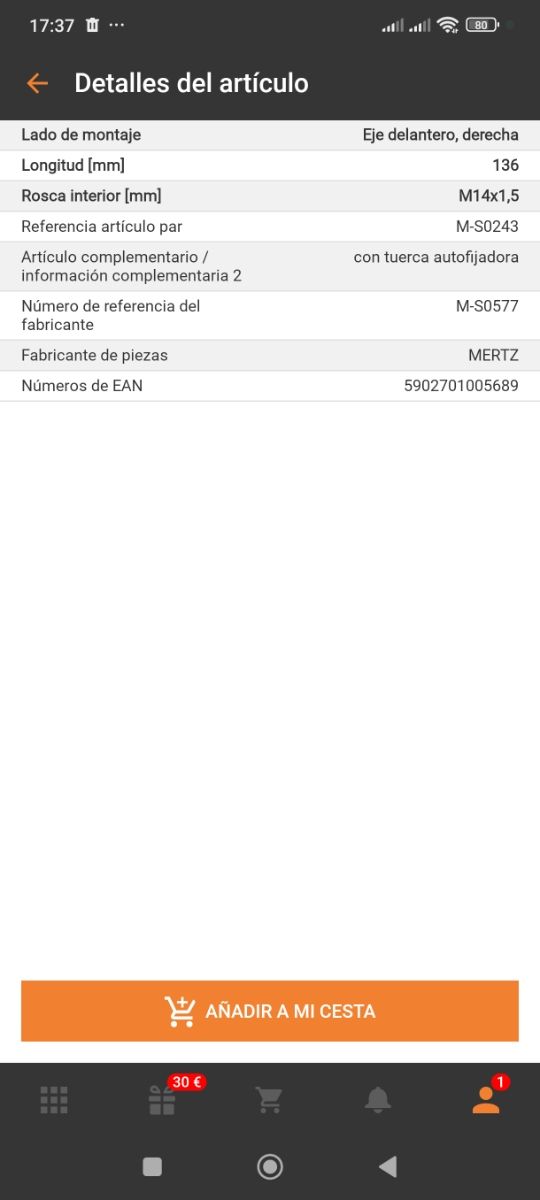 2 Rotulas direccion Opel zafira