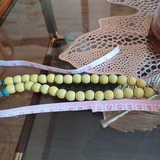 Collar madera turquesa-verde bolitas 