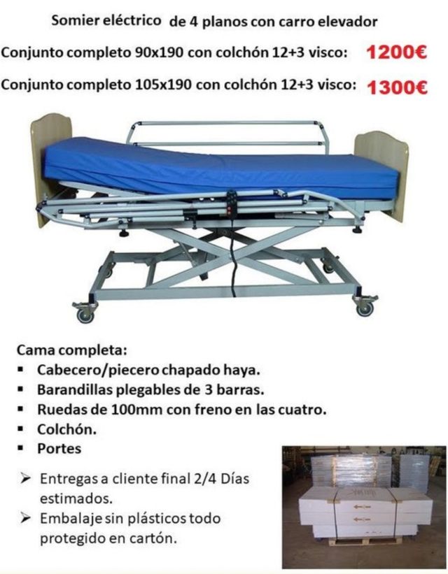 Cama articulada eléctrica 4 planos