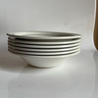 6 cuencos cerámica, flores rosa y gris. vintage