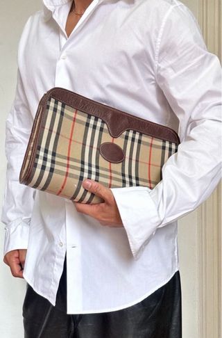 BORSA DA TOILETTE VINTAGE DA UOMO BURBERRY CLUTCH NOVA CHECK