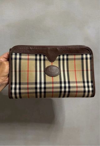 BORSA DA TOILETTE VINTAGE DA UOMO BURBERRY CLUTCH NOVA CHECK