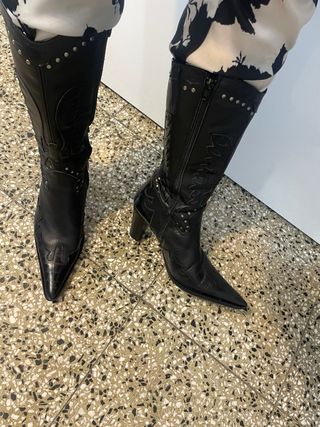 Botas cowboy piel negras 38