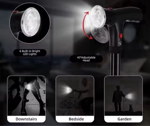 Baston con LED y ALARMA para nuestros MAYORES