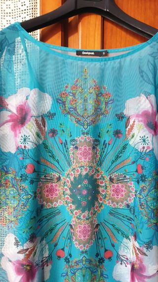 Blusón Desigual turquesa talla S
