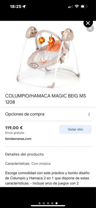 Hamaca Bebé Magic Beige MS 1208