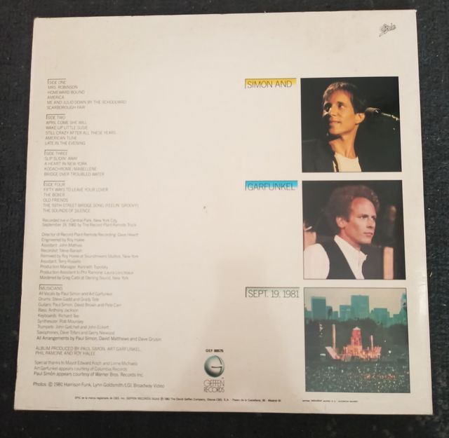 Vinilo LP Simón y Garfunkel Perfectamente 1982