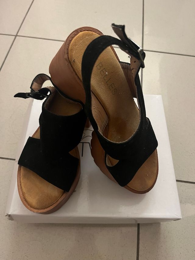 Sandalias Belles plataforma negras 36