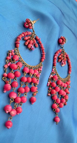 Pendientes largos rosa