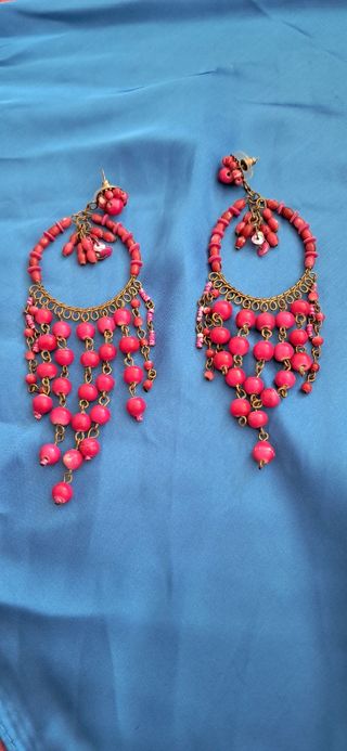 Pendientes largos rosa