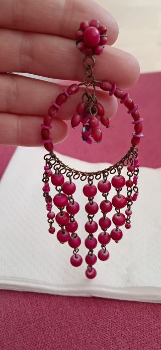 Pendientes largos rosa