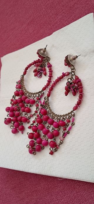 Pendientes largos rosa