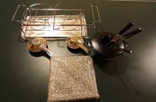 Juego fondue y piedra de asar