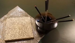 Juego fondue y piedra de asar