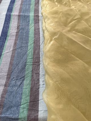 Cortinas de rayas + visillo