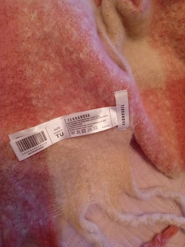 Sciarpa donna a quadri rosa e bianca