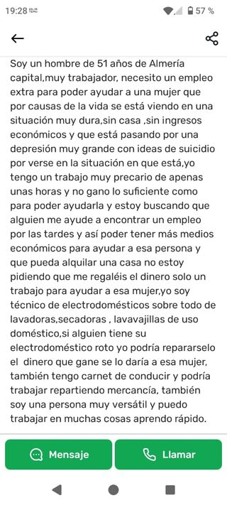 Buscando trabajo solidario.