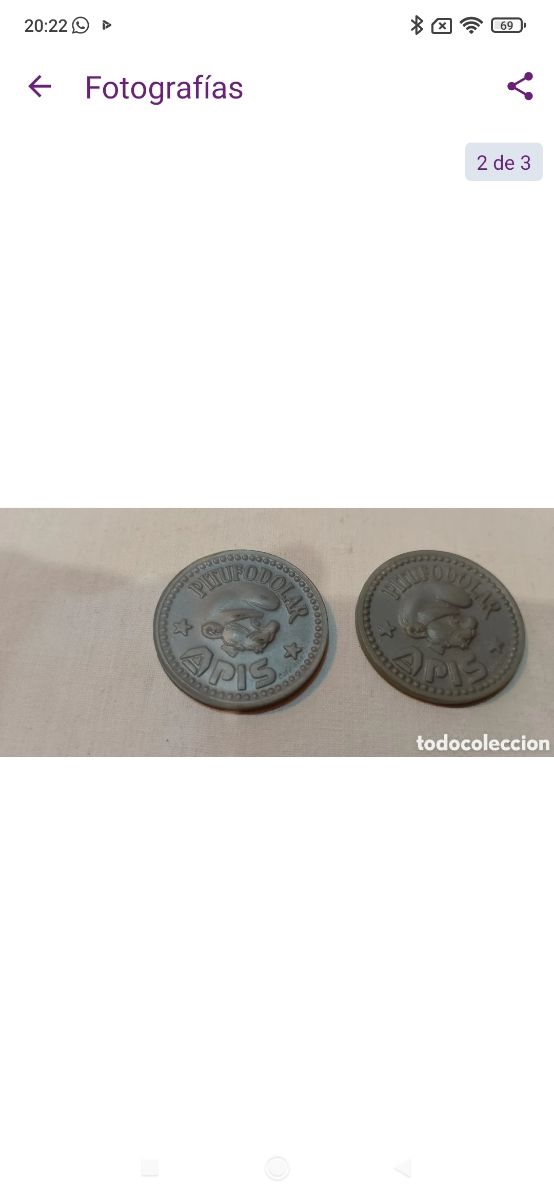 2 pitufodolares monedas fichas de Apis
