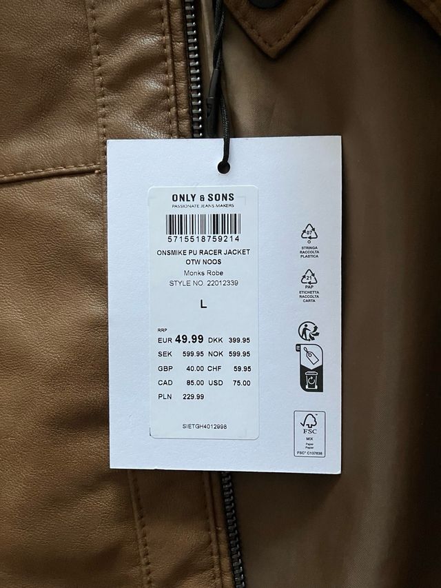 Chaqueta de polipiel marrón estilo biker Nueva