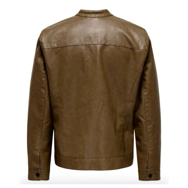 Chaqueta de polipiel marrón estilo biker Nueva