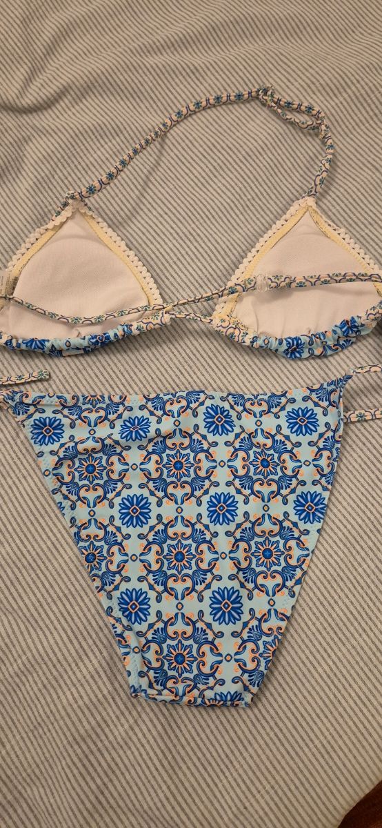 Bikini con stampa blu e multicolor taglia S