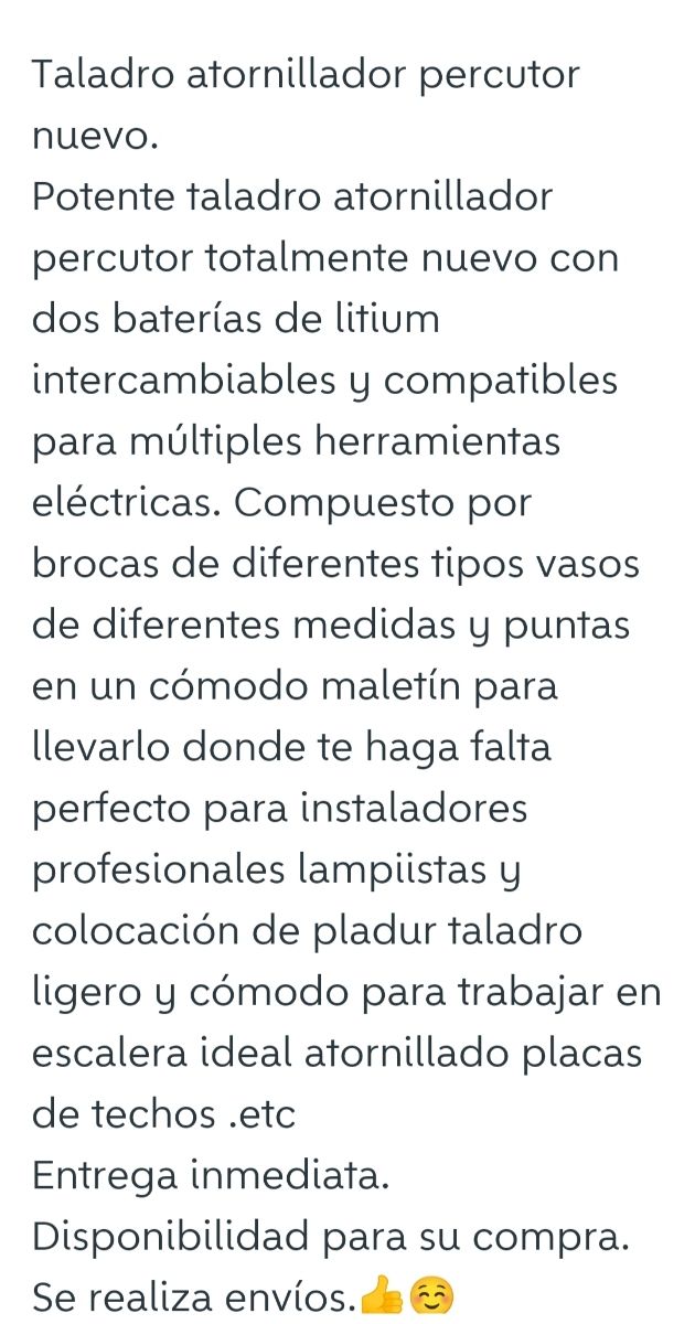 Taladro atornillador percutor nuevo.