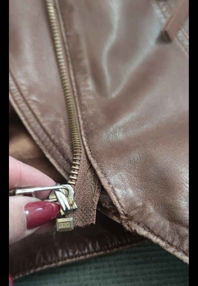 Giubbino PINKO in pelle marrone, taglia 42