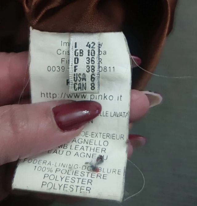 Giubbino PINKO in pelle marrone, taglia 42