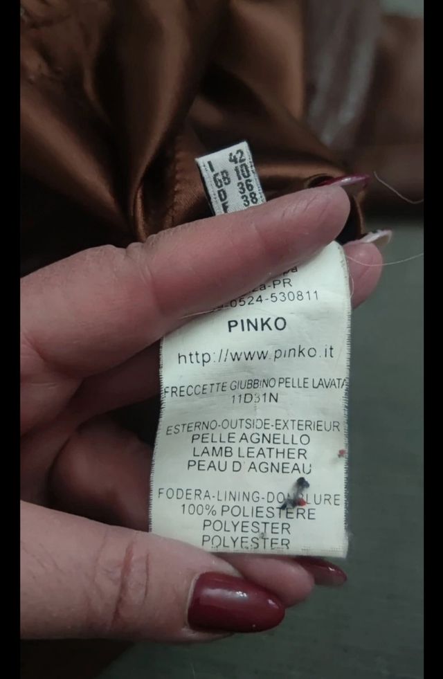 Giubbino PINKO in pelle marrone, taglia 42