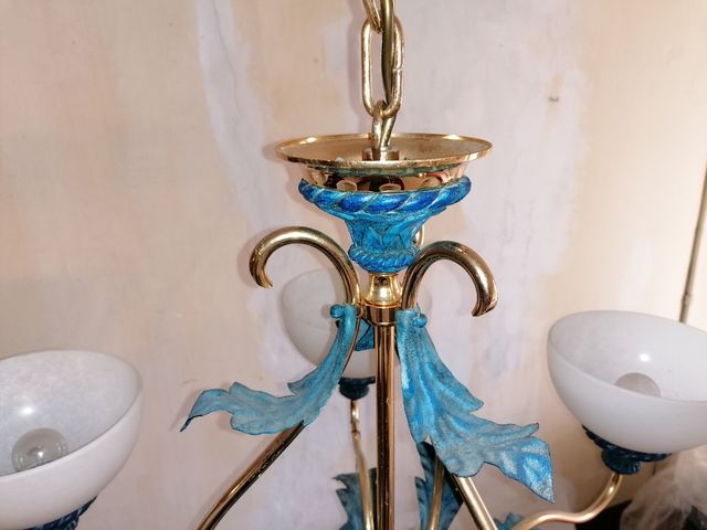 Lámpara de techo Mariner, alabastro y bronce.Nueva