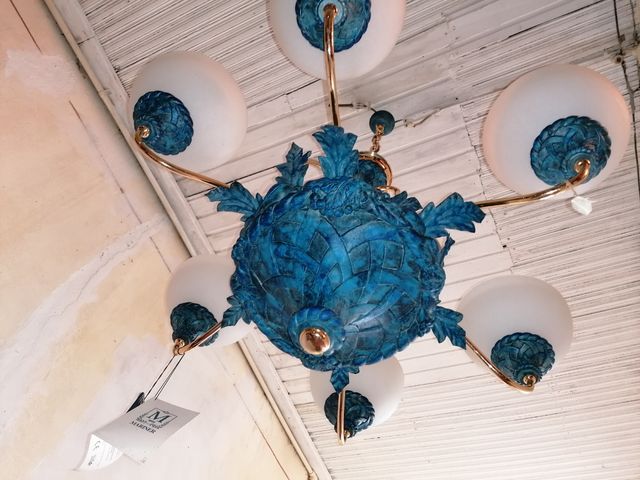 Lámpara de techo Mariner, alabastro y bronce.Nueva