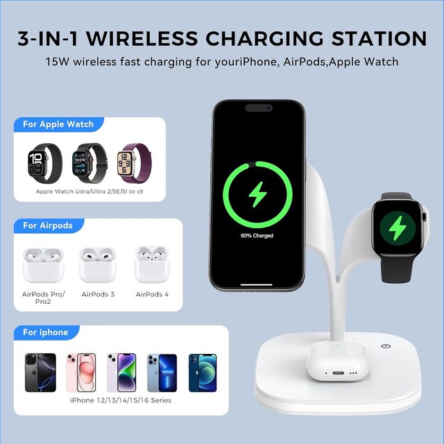 Base carga inalámbrica 3 en 1 para iPhone
