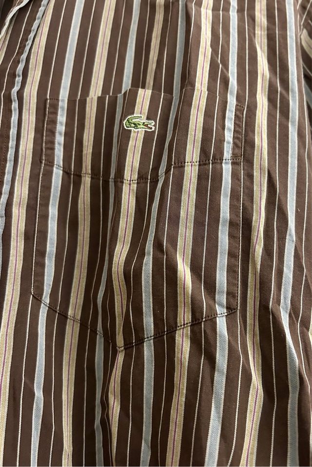 Camisa Lacoste rayas marrón - Talla 38