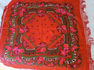 Mantón flecos rojo 120x120cm