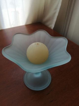 Portacandela in vetro satinato azzurro