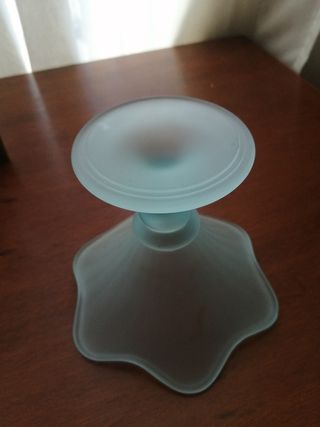 Portacandela in vetro satinato azzurro