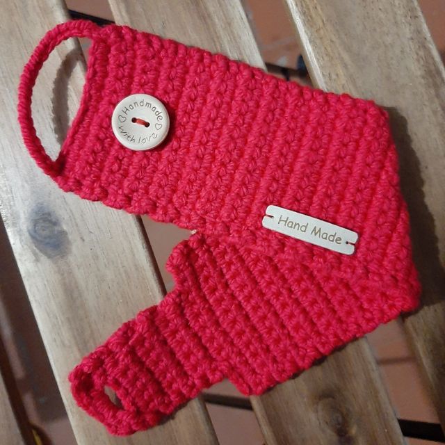 Funda taza ganchillo roja - artesanal