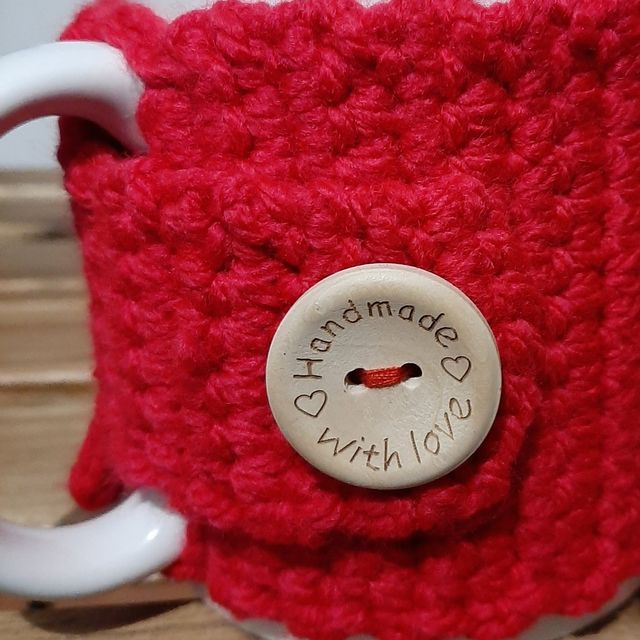 Funda taza ganchillo roja - artesanal