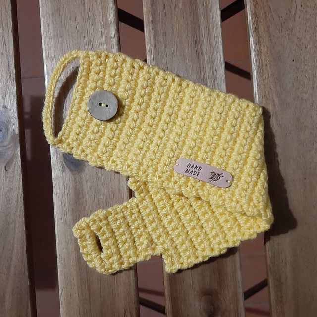 Funda taza crochet amarilla