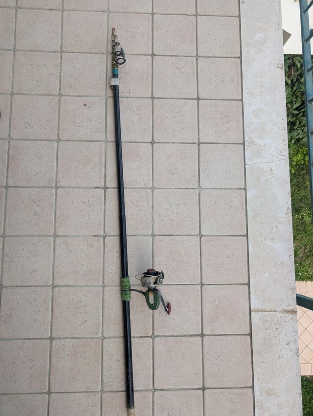 Canna da pesca vintage con mulinello