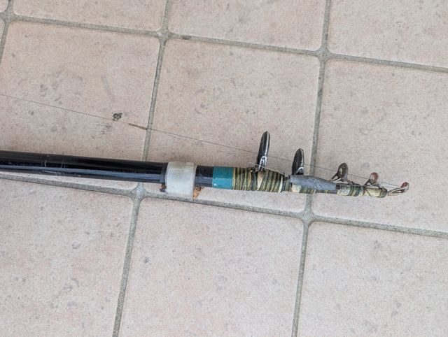 Canna da pesca vintage con mulinello