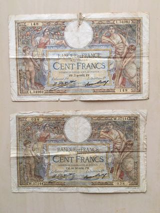2 Banconote Da 100 Franchi Francesi Anni ‘30
