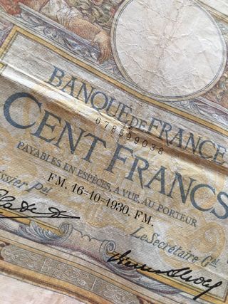 2 Banconote Da 100 Franchi Francesi Anni ‘30