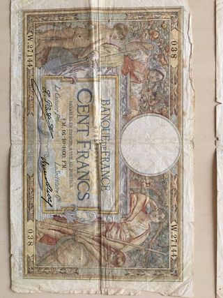 2 Banconote Da 100 Franchi Francesi Anni ‘30