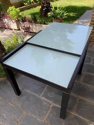 Mesa extensible cristal - madera negra