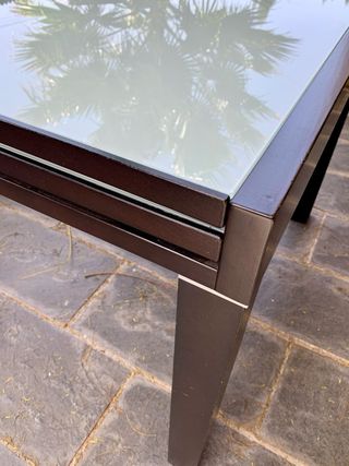 Mesa extensible cristal - madera negra