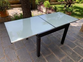 Mesa extensible cristal - madera negra