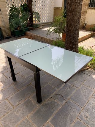 Mesa extensible cristal - madera negra