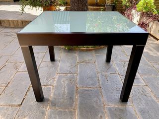 Mesa extensible cristal - madera negra